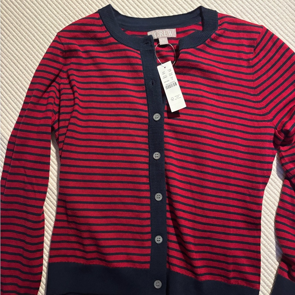 J. Crew Carolyn cardigan in striped merino wool